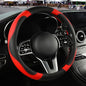 Microfiber Leather Steering Wheel Cover, Breathable, Anti Slip, 13.5 inch to 14 inch, Black with Red - color: Black Red, size: Round-Small[13.5''-14'']