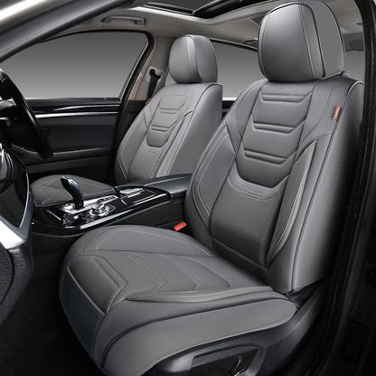 TIEHESYT Car Seat Covers Full Set, Breathable Leather Automotive Front and Rear Seat Covers, Car Seat Protectors Full Set, Compatible with Most Vehicles, SUV (Graceful Gray, Front Pair) - color: Graceful Gray, size: Front Pair Headrestless