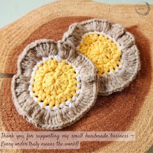 Cotton Crotchet Ruffled Flower Coaster Set (Lemon Sorbet) - color: Lemon Sorbet