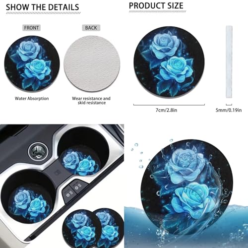 Romantic Blue Rose Print Car Seat Covers Full Set for Men Women 12pcs Steering Wheel Cover Armrest Pad Gear Shift Cover Car Accessories Set for Cars Seat Covers with Headrest Covers - color: Romantic Blue Rose