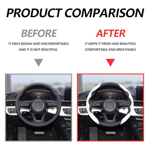 2pcs Universal Fit Carbon Fiber Steering Wheel Cover, Anti-Skid Steering Wheel Cover/Segmented Steering Wheel Protector/Car Interior Accessories (White) - color: White