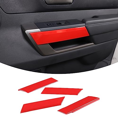 Aunginsy Car Inner Door Panel Strip Trim Cover Compatible with Toyota Tundra 2022+/Sequoia 2023+, Front Rear Door Handle Panel Decorative Cover Protector Accessories(Without Memory Seat Switch Hole) - color: Red