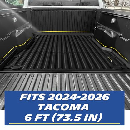 MICHELIN Truck Bed Mat for 2024 2025 2026 Toyota Tacoma - 6 FT / 73.5" Long Bed (Not Fit Drop-in Liners), All-Weather Truck Bed Liner, Custom Fit, Durable TPE Bedliner, Non-Slip - size: 1) Tacoma | 24-26 | 6 FT