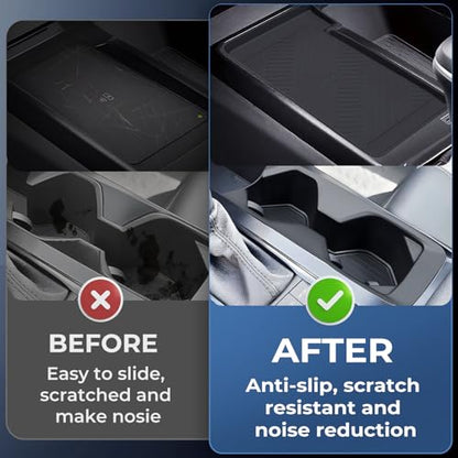 Cup Holder Insert & Wireless Charging Protective Mat for Toyota Camry 2026 2025, Center Console Interior Accessories Cup Holder & Wireless Charger Cover Pad for 2025-2026 Camry, Black - style: Fits for 2025-2026 Camry