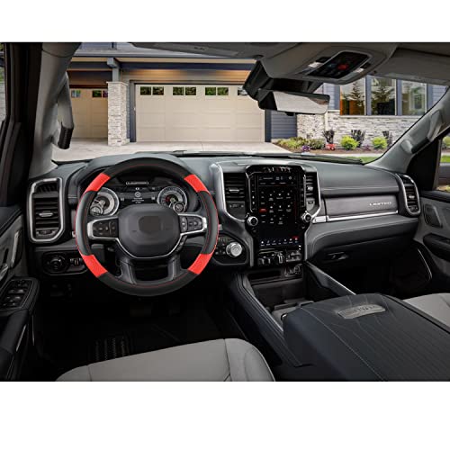GIANT PANDA Car Steering Wheel Cover for Dodge Ram 1500 2500 3500 15.5-16 inches - Black+Red - color: C-Black+Red