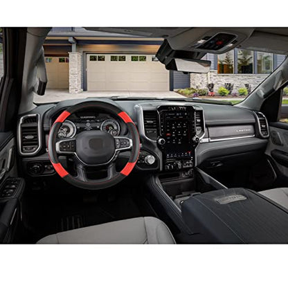 GIANT PANDA Car Steering Wheel Cover for Dodge Ram 1500 2500 3500 15.5-16 inches - Black+Red - color: C-Black+Red