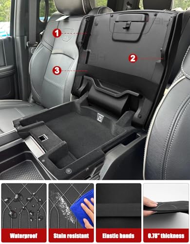 KBH Center Console Armrest Cover for 2019-2026 Dodge Ram 1500 2500 3500 5th Gen, Floor Console Bucket Seat, Arm Rest Cushion Pad Protector, Vinyl Leather, Black-Gray Stitches - color: Black-Gray Stitch