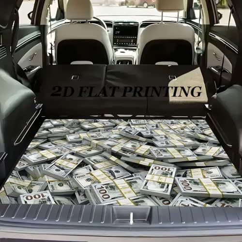 Universal Car Trunk Mat 29" x 39", Banknote Pattern All Weather Trunk Protection Cargo Liner, Durable Cargo Mat Rear Trunk Liner,Stylish Vehicle Interior Accessories Suitable for Most Car Models - color: Banknote Pattern