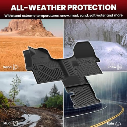 LASFIT Floor Mats for Mercedes Benz Sprinter 1500/2500/3500/4500 2019-2026 (Fit Cargo Van & Cab Chassis), All Weatehr TPE Floor Liners Custom Fit Sprinter 1st Row with Center Aisle Liner - size: 13)For Benz Sprinter|2019-2026|1st Row