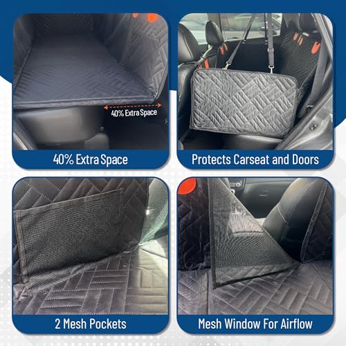 Dog Backseat Extender with Hard Bottom – Waterproof Pet Travel Platform - Nonslip Rear Seat Cover - Car Hammock Bed for Cars SUVs & Small Trucks