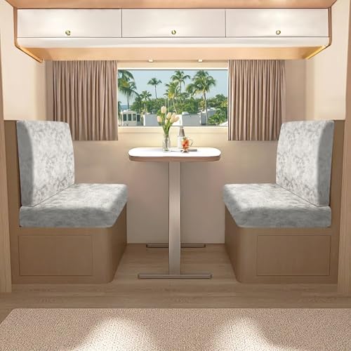 molasofa Leather Like RV Dinette Cushion Covers, RV Booth Seat Cover Stretchable Camper Cushion Couch Covers Washable Slipcovers for Camper Car Bench (1 Backrest Covers & 1 Bench Covers, Griege) - color: Beige, size: 1 Bench Cover & 1 Backrest Cover