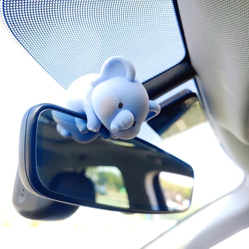 Cute Furry Animal Rear View Mirror Accessories, Car Dashboard Ornament Center Screen Decoration Rearview Mirror Charm, Car Accessories Interior Decor for Women/Men - style: Elephant