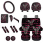 16 Pcs American Flag Printed Car Accessories Set for Women Men, Camo Deer Print Car Seat Cover Set with Steering Wheel Cover Seat Belt Cover Armrst Cover Car Seat Headrests Cover Cup Coaster - color: Pink and Black - American Flag Camo Deer