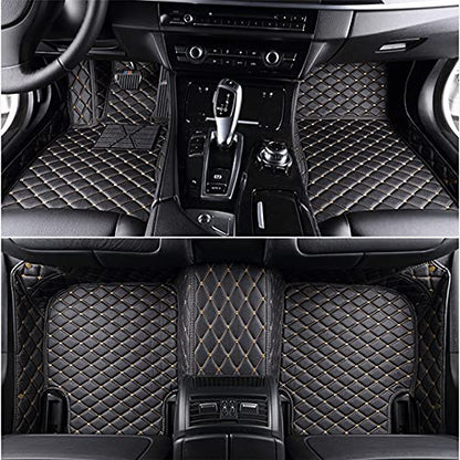 Custom Waterproof Leather Car Floor Mats Fit for Most Car SUV Truck & Sportscar All Weather Protection Vehicles (Black Beige) - color: Black Beige