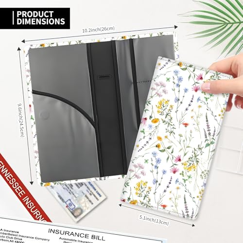 Leather Car Registration and Insurance Card Holder, Cute Car Accessories Vehicle Glove Box Car Organizer for Documents, Cards, License Beautiful White Flowers - color: Beautiful White Flowers