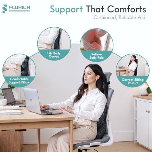 Lumbar Support Pillow and Neck Headrest Pillow for Office Chair Car, Ergonomic Memory Foam, Relieves Neck, Back Pain, Pressure-Relieving Back Support for Car, Office Chair & Wheelchair – Black - color: Black, size: Lumbar&Headrest Pillow