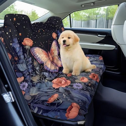 Butterfly Rose Daisy Flower Print Waterproof Backseat Cover Waterproof Rear Bench Towel Seat Covers, Car Seat Protector for Gym Swimming, Universal Fits for Truck Van and SUV - color: Butterfly Rose Daisy Flower