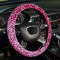 KAFEEK Leopard Plush Steering Wheel Cover for Woman Girl, Universal 15 inch, Pink - color: leopard pink, size: Standard Size[14 1/2''-15'']
