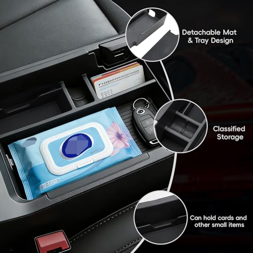 MARCHFA Center Console Organizer Tray Compatible for 2025 2026 Wagoneer S Accessories Armrest Storage Box Tray Organizer Middle Console Insert Holder