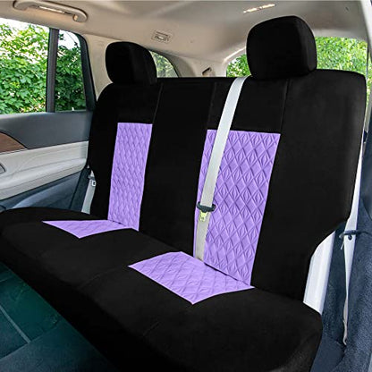 Universal Fit Diamond Stitched Flat Cloth Car Seat Covers Full Set - Purple - color: Purple