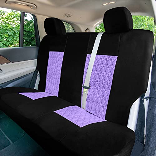 Universal Fit Diamond Stitched Flat Cloth Car Seat Covers Full Set - Purple - color: Purple