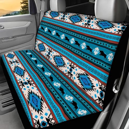 WELLFLYHOM Aztec Buffalo Rear Bench Seat Cover for Cars Truck SUV Universal Car Seat Covers Car Accessories Split Back Seat Backrest Protector Set of 2 Blue - color: Aztec Buffalo Blue