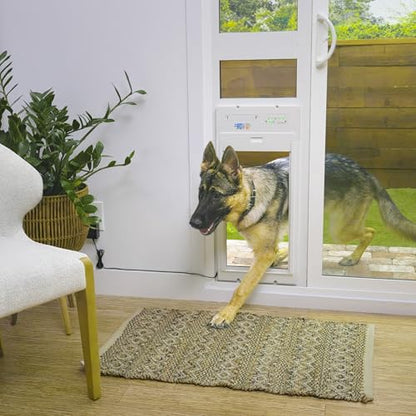 Power Pet Roll Up Smart Automatic Patio Pet Door, Proven Pet Operated Technology, Heavy Aluminum, Dual Low-E Glass, Safe, Secure, Airtight, Manual/App Control, 24/7 Timers - color: Patio Tall - 92½-96, size: Large
