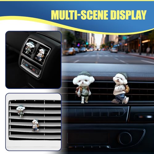 Craedli 2PCS Cute Dog Car Air Vent Clips, 2D Flat Acrylic Cartoon Puppy Air Conditioning Outlet Clip Charm Car Interior Vent Decoration Accessories for Most Vehicles (Dog) - size: Dog
