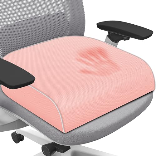 Seat Cushion for Tailbone Pain Relief, Office Chair Cushion, Memory Foam Large Chair Cushion with Non-Slip Cover for Soft Support at Office Chair, Car Seat, Airplane Pink/2X-Large - color: Pink, size: 2X-Large