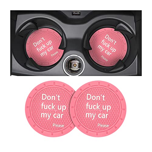 2 Pack Car Cup Holder Coasters, 2.75 Inch Non-Slip PVC Insert Cup Coaster, Anti-Scratch Auto Cup Mats for Women Men, Vehicle Interior Accessories Universal for Car, SUV, Truck (D Pink/2PCS) - color: D Pink/2PCS