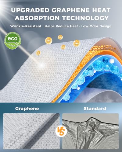 helloleiboo Graphene Car Windshield Sun Shade Car Sun Shade for Windshield with Heat Absorption Coating Foldable Design with UV Protection to Keep Your Car Interior Cooler Silver (Medium-59 × 30 in) - size: 59 x 30 inches