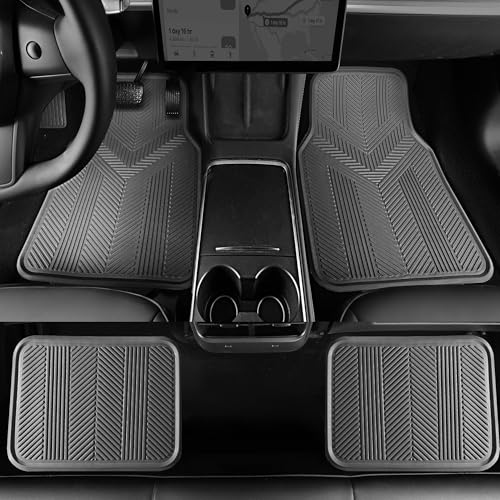 CAR PASS Universal Car Floor Mats & Cargo Liner Full Set, Waterproof Anti-Slip Rubber Trim to Fit Trunk Mats All Weather Protection Fit Car SUV Sedan Coupe Vehicle Automotive 5 Pieces, S-M Size Gray - color: Gray
