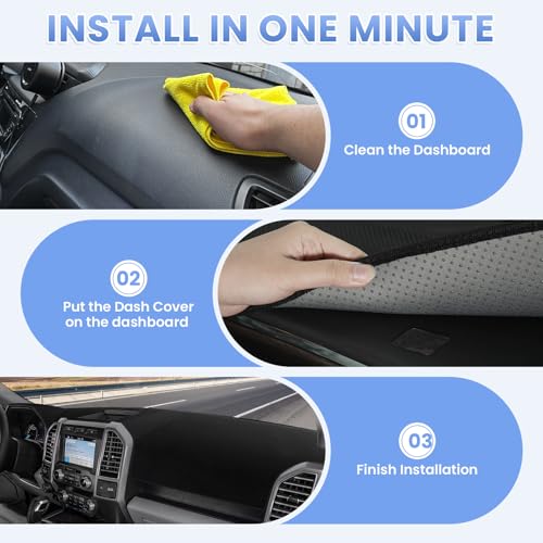 Sunsdrew Dash Cover for 2015-2020 Ford F150 Dashboard Cover Mat for F150 Accessories Sunshade Nonslip Mesh Protector No Glare(Without HUD) - size: 15-20 F-150 Dash Cover
