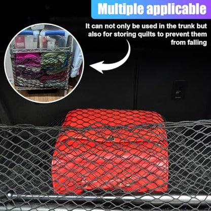 ZIMISI Car Cargo Net, Elastic Stretchable Car Trunk Cargo Storage Net with Hooks, Double-Layer Nylon Truck Organizer Mesh, Vehicle Interior Accessories for Most SUVs, Trucks (43.3x15.7 inch/110×40 cm) - size: 43.3x15.7 inch/110×40 cm