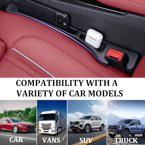 2 Pack Car Seat Gap Filler with Dual Slot Design, 2025 New No Drop Seat Guard for Cars SUV Trucks, Car Accessories Interior Prevent Stop Cellphone Wallet Keys Coins and Card from Dropping - color: Black with Dual Slot
