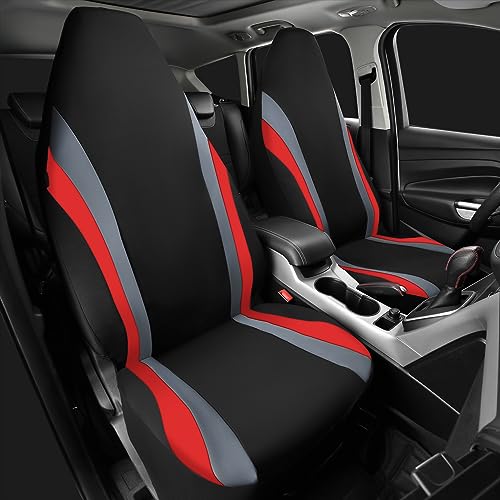 CAR PASS AquaShield Neoprene Waterproof Car Seat Covers Front Seats Only, High Back Bucket Seat Covers,Airbag Compatible,Seat Covers for Women Girl, Universal Fit for Auto Truck Van SUV (Black Red) - color: Black and Red
