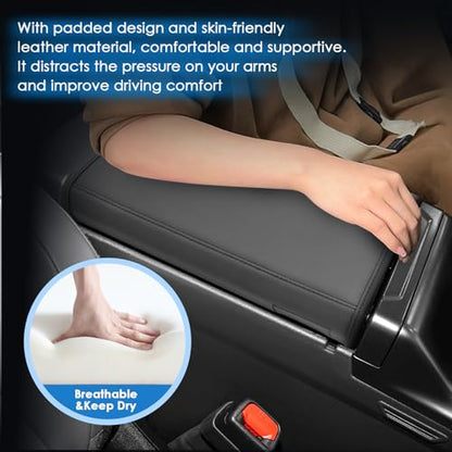 2026 RAV4 Center Console Cover wiht Privacy Pocket, for Toyota RAV4 (LE/SE/XLE Premium/Woodland/XSE/Limited/GR Sport), Waterproof &Comfy Leather Armrest Cover 2026 RAV4 Accessories - color: Black - Leather B