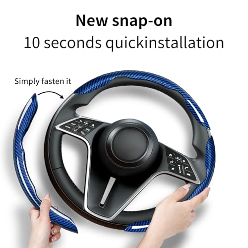 3-Piece Carbon Fiber Steering Wheel Cover, Anti-Slip & Segmented Thin Design for Comfort Grip, Universal Fit 99% Cars SUV Truck,Blue - color: Blue
