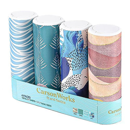 Car Tissues Cylinder 4 Packs Round Tissue Box Holder Fit for Car Cup Holder, Home Small Tissue Dispenser with Facial Tissues for Car Bathroom Office Travel - color: Ct-23001