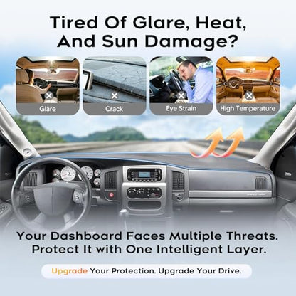 CARTIST Gray Dash Cover for 2002-2005 Dodge Ram 1500/2003-2005 Dodge Ram 2500 3500 Dashboard Cover Accessories Premium Anti-Glare Sun Shade Dodge Ram Dash Mat Non-Slip&Airbag Safe Interior Protector
