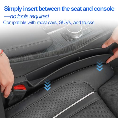 2-Pack Car Seat Gap Filler, Universal Fit Seat & Console Gap Plug, Durable Car Crevice Blocker to Stop Phones, Wallets & Small Items from Dropping (2)