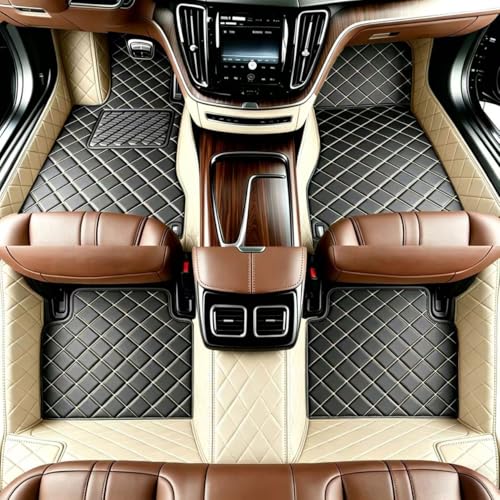 Customize Personalized Floor Mats for Cars, Full Coverage Luxury Mats, Anti-Slip Mat Set, Custom Floor Mats Suitable 99% of Sedan Trucks SUV - color: Beige Black