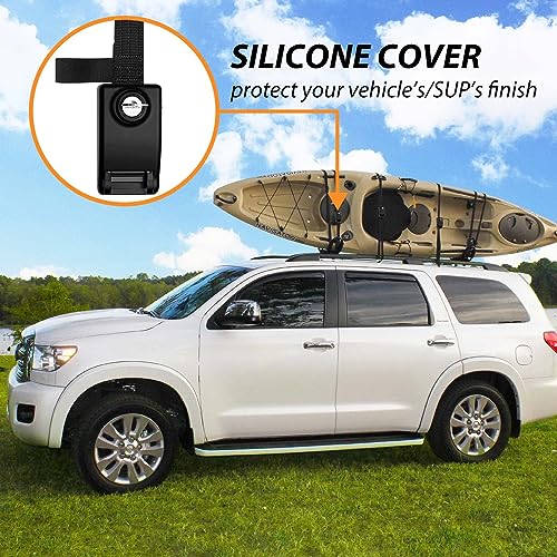 2 Pack Lockable Tie Down Strap, with 3 Stainless Steel Cables, for Lashing Locking Kayak, Bike, Surfboard, 10 Feet Each - color: Black