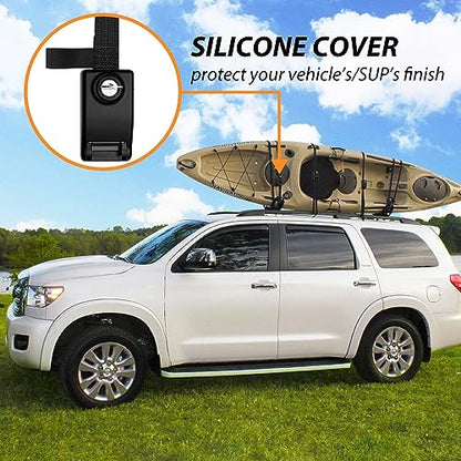 2 Pack Lockable Tie Down Strap, with 3 Stainless Steel Cables, for Lashing Locking Kayak, Bike, Surfboard, 10 Feet Each - color: Black