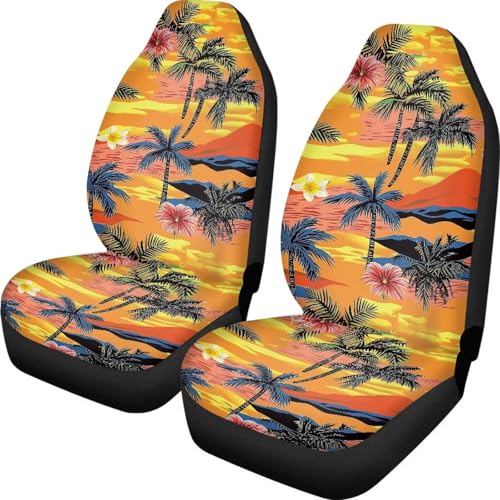 Dreaweet Hawaiian Car Seat Covers Front Seats Only 2 Pack Universal Elastic High Back Bucket Seat Covers for SUV Trucks Sedan Washable Car Seat Cover for Carseat Protection - color: Hawaiian Print