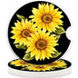 Stone Black Car Coasters - 2 Packs Absorbent Ceramic Cup Holder Coasters with Finger Notch and Easy Clean (Painting Sunflower) - color: Painting Sunflower
