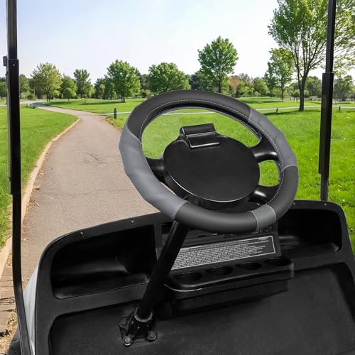 10L0L 13 Inch Golf Cart Steering Wheel Covers for EZGO TXT&RXV 1994-up, Upgraded Microfiber Anti-Slip Steering Wheel Cover with Pu Leather - color: Grey