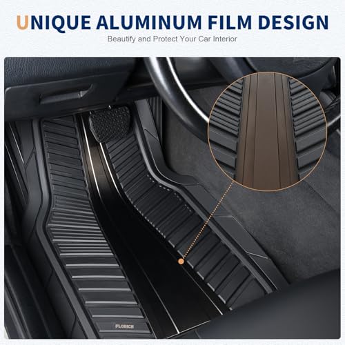 FLORICH Car Floor Mats, Heavy Duty Floor Mats for Cars, 4 Piece All-Weather Floor Mats with Anti-Slip Backing, Waterproof Universal Trim-to-Fit, Automotive Floor Mat for Cars SUV Trucks