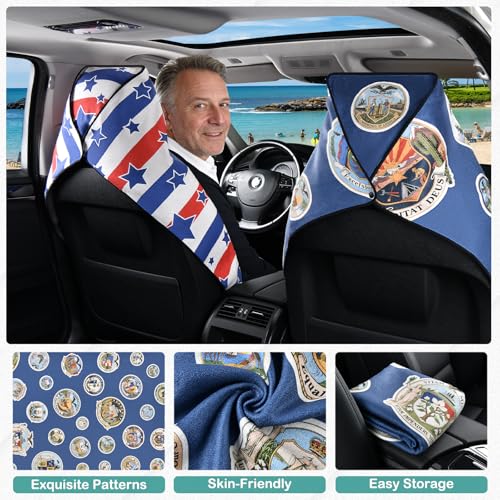 Car Seat Cover Towel, Car Seat Protector Front Seats, Sweat Towel Car Seat Covers for Post Gym Workout, Running, Swimming and Beach, Non-Slip Car Seat Towel Covers Fit for Most Cars Trucks SUV