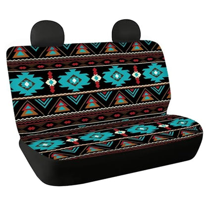 WELLFLYHOM Navajo Aztec Rear Bench Seat Cover for Cars Truck SUV Western Tribal Car Seat Covers for Women Men Geometric Stripe Back Seat Backrest Saddle Blanket Protector Set of 2 - color: 01 Tribal Navajo Aztec